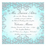 Winter Wonderland Swirl Snowflakes Quinceanera Custom Invites