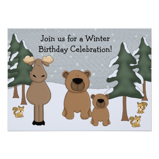 Winter Woodland Birthday Invitation