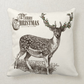 winter woodland christmas deer pillow