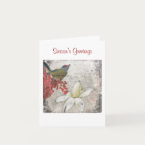 Winter's Fig Bird Christmas Card 4 x 6" by naturespaintbox Winter's Fig Bird Christmas Card 4 x 6"