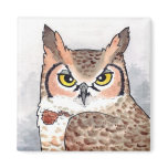 Winter's Messenger - Great Horned Owl Fridge Magnet