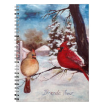 Winter's Serenity Cardinal Notebook