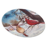 Winter's Serenity Cardinal Plate