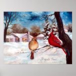 Winters Serenity Cardinal Poster posters