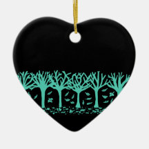 WIntery Autumn silhouette heart ornament