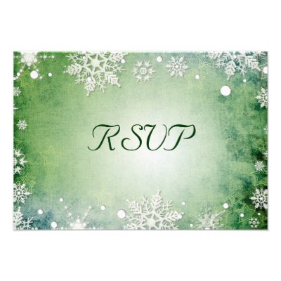 Wintery Green RSVP Card Invites