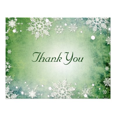 Wintery Green Thank You Card Custom Announcement