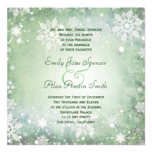Wintery Green Wedding Invitation