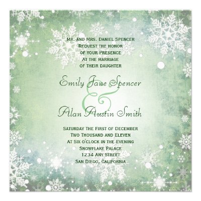 Wintery Green Wedding Invitation