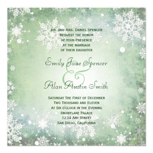 Wintery Green Wedding Invitation