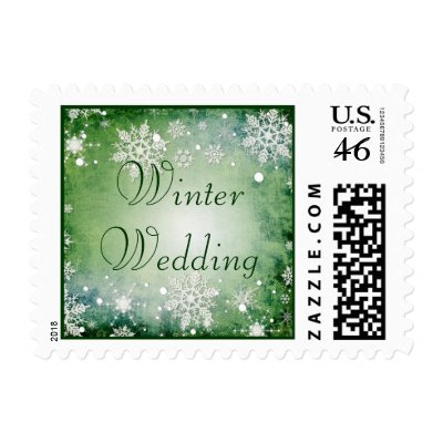 Wintery Green Winter Wedding Stamp