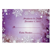 Wintery Purple Wedding Place Cards Business Card Templates