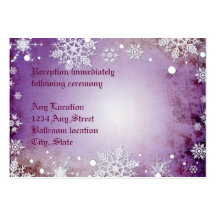 Wintery Purple Wedding Reception Card Business Cards