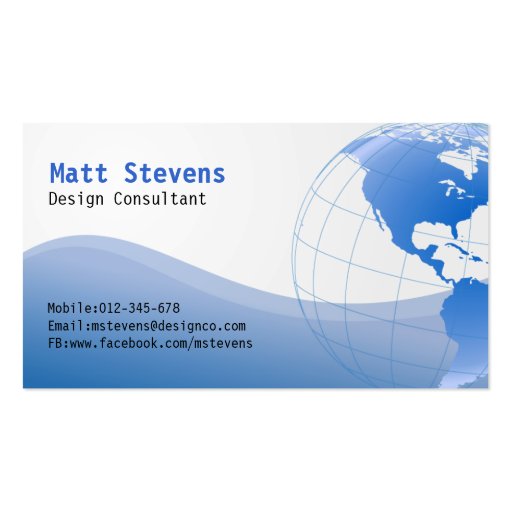 Wire Blue Globe Americas Business Card (front side)