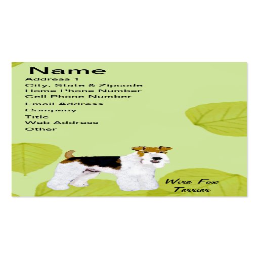 Wire Fox Terrier - Green Leaves Design Business Cards