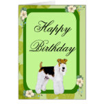 Wire Fox Terrier - Green Leaves Design Card