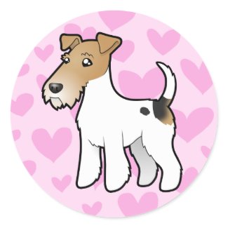WIre Fox Terrier Love Stickers Cute Customizable WIre Fox Terrier Love Hearts Stickers