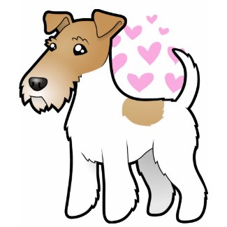 Wire Fox Terrier Love T-Shirt Cartoon Ginger Wire Fox Terrier Love Hearts T-Shirt