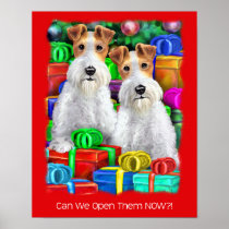 Wire Fox Terrier Open Gifts Christmas posters