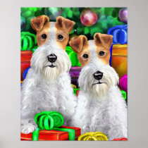 Wire Fox Terrier Open Gifts Christmas posters