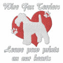 Wire Fox Terriers Leave Paw Prints embroidered shirts by MenagerieMayhem Wire Fox Terriers Leave Paw Prints embroidered shirts