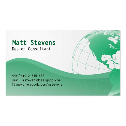 Wire Green Globe Americas Business Card