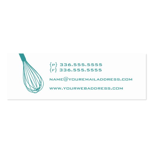 Wire Whisk Catering Card Business Card Template (back side)