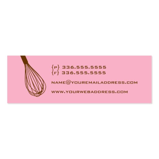 Wire Whisk Catering Card Pink & Chocolate Business Cards (back side)
