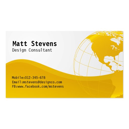 Wire Yellow Globe Americas Business Card