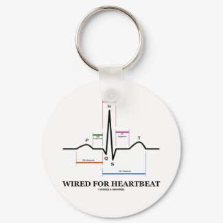 Wired For Heartbeat (ECG/EKG Sinus Rhythm) keychain