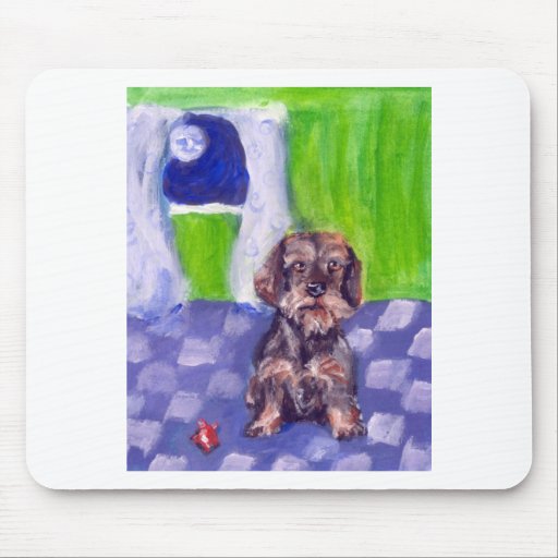 wirehaired dachsund senses smiling moon mouse pad