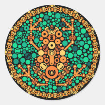 Wireless Frog, Color Perception Test, Black Round Sticker