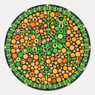 Wireless Gecko, Color Perception Test, Black Classic Round Sticker