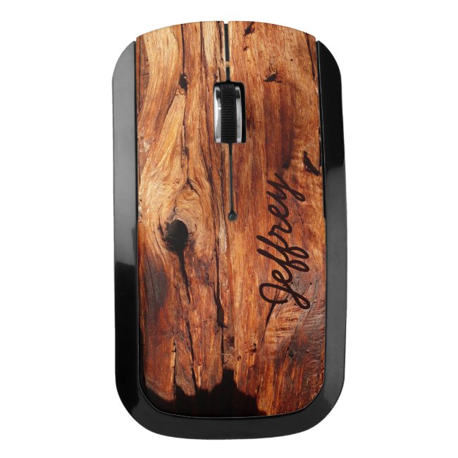 Wireless Mouse, Weathered Wood Rustic Personalized