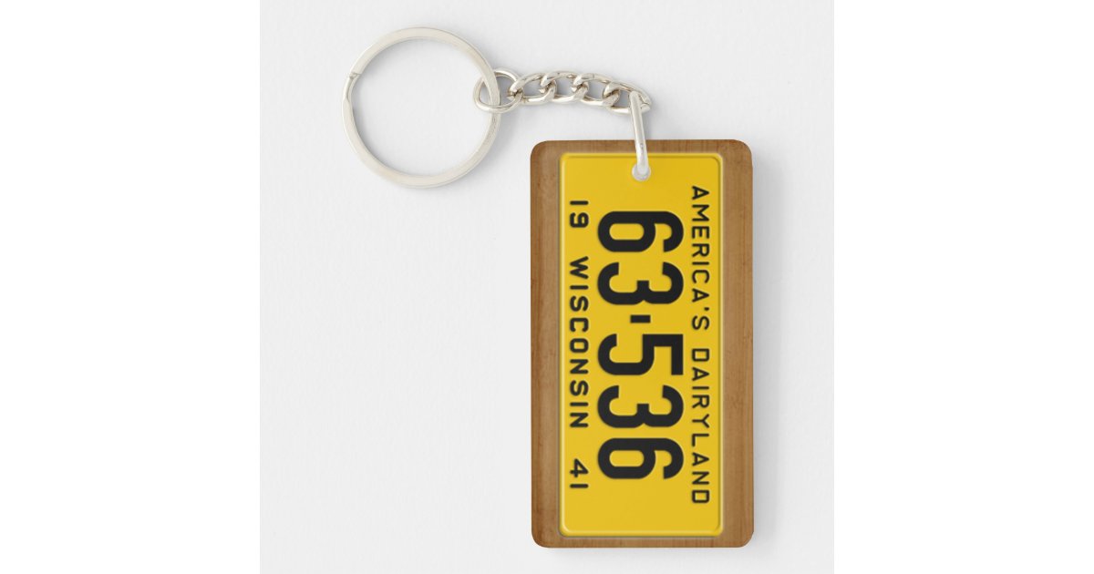 Wisconsin 1941 Vintage License Plate Keychain Zazzle