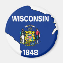 Wisconsin Flag Map Fridge Magnets