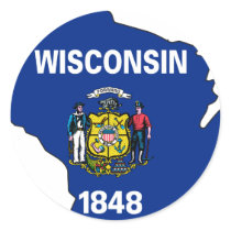 Wisconsin Flag Map Round Stickers