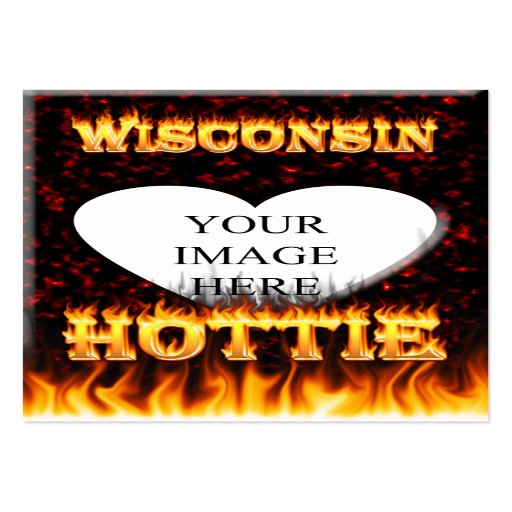 Wisconsin Hottie fire and red marble heart. Business Card Templates