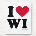 WISCONSIN - "I LOVE WI" "I LOVE WISCONSIN" mousepads by humortees WISCONSIN - "I LOVE WI" "I LOVE WISCONSIN" mousepads