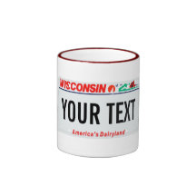 Wisconsin license plate mug