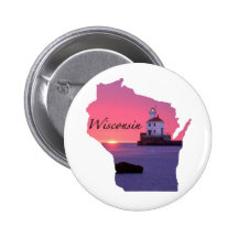 Wisconsin Lighthouse Pinback Button