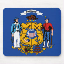 Wisconsin State Flag Mousepad by deesbasenjis Wisconsin State Flag Mousepad