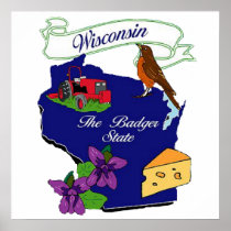 Wisconsin State Poster 24x24"
