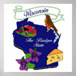 Wisconsin State Poster 24x24"