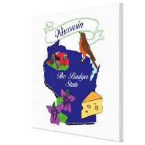 Wisconsin State Wrapped Canvas 20x20" Gallery Wrap Canvas