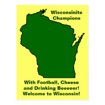Wisconsinite Champions Football, Cheese and Beer Postcard