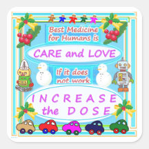 Wisdom Text : Human Care n Love Square Stickers