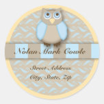 Wise Little Owl Address Label Round Stickers