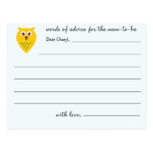Wise Owl  - Baby Shower Advice cards Post Cards