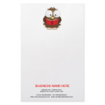 Wise owl reading book stationery
